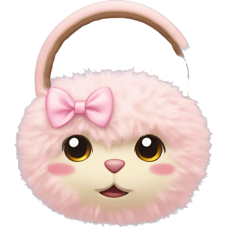 Fur earmuffs with pastel pink bows emoji