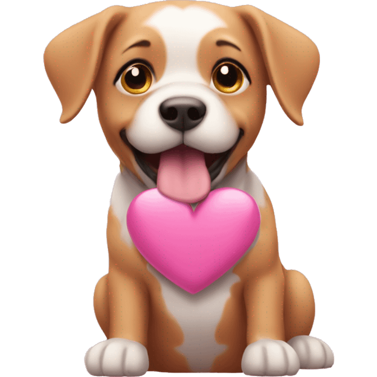 pink hart with dog emoji