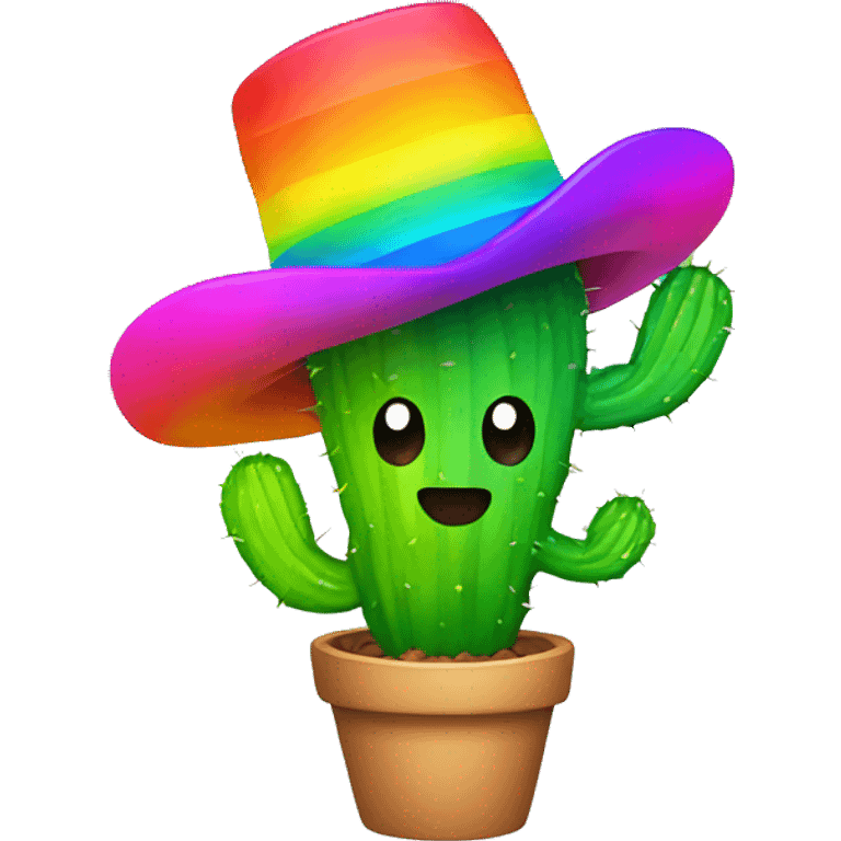 rainbow cactus with hat emoji