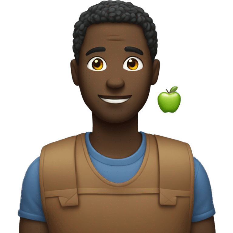 black male with  apple emoji