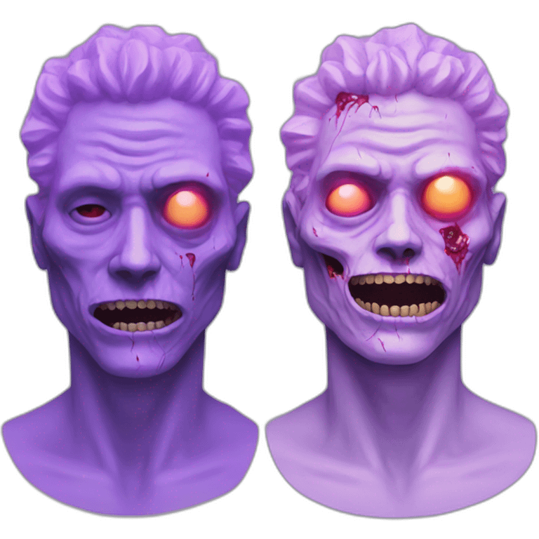 Vaporwave person, half person face half zombie face emoji