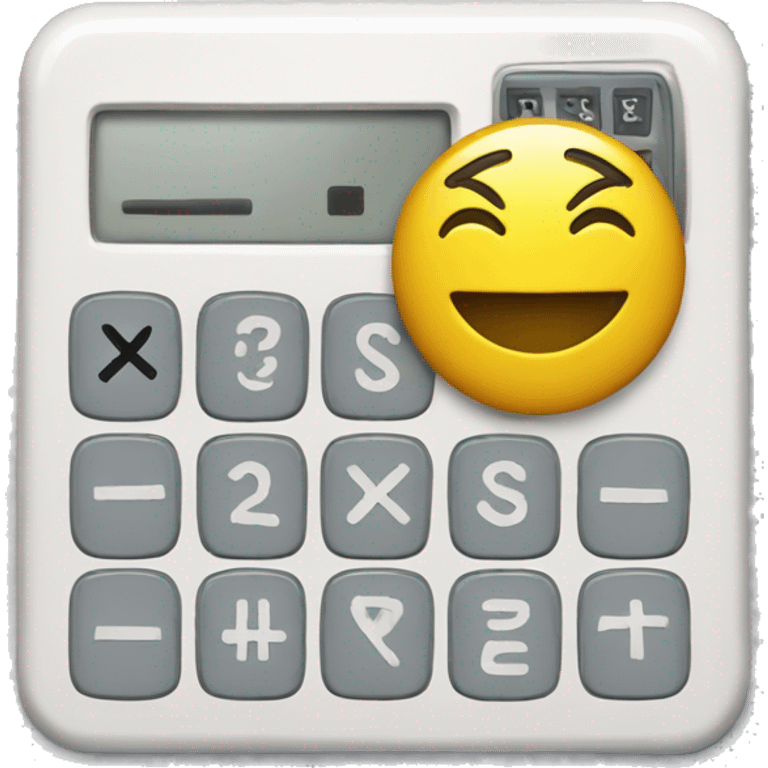 A calculator with a smiley face on it emoji