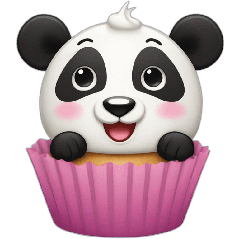 Happy cupcake as a panda emoji