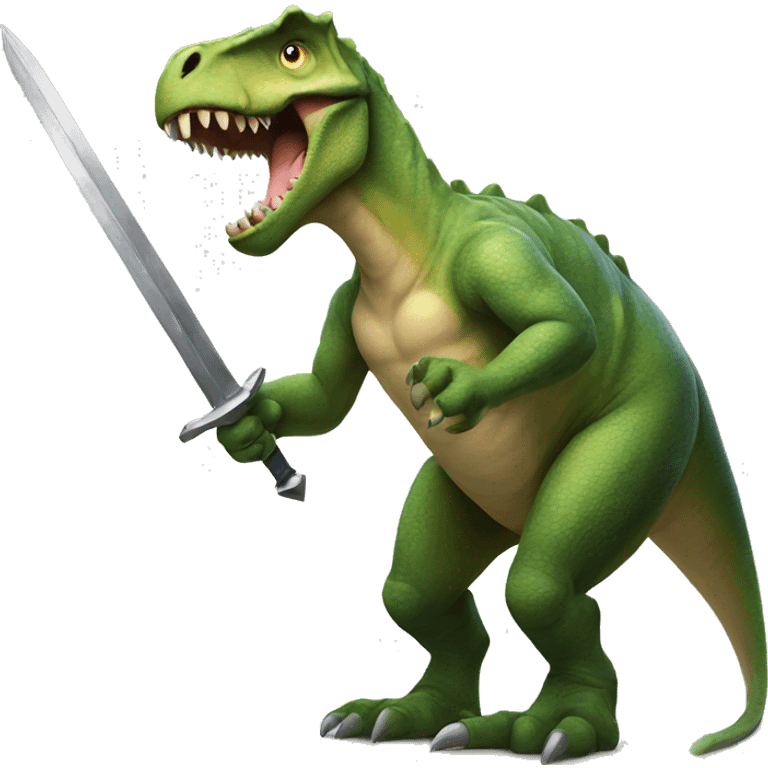 Dinosaur holding a sword emoji