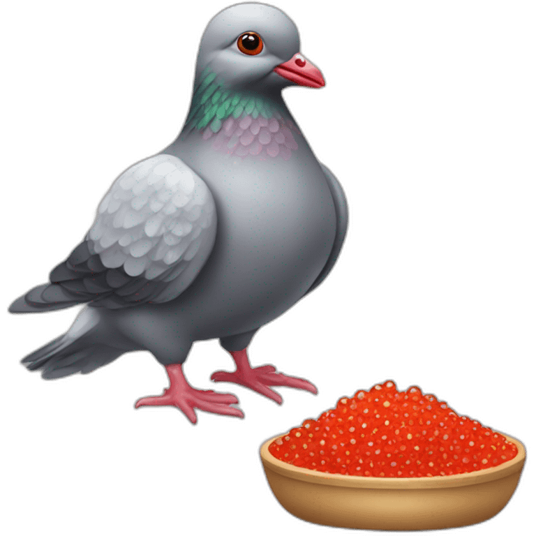 pidgeon with red caviar in hand emoji