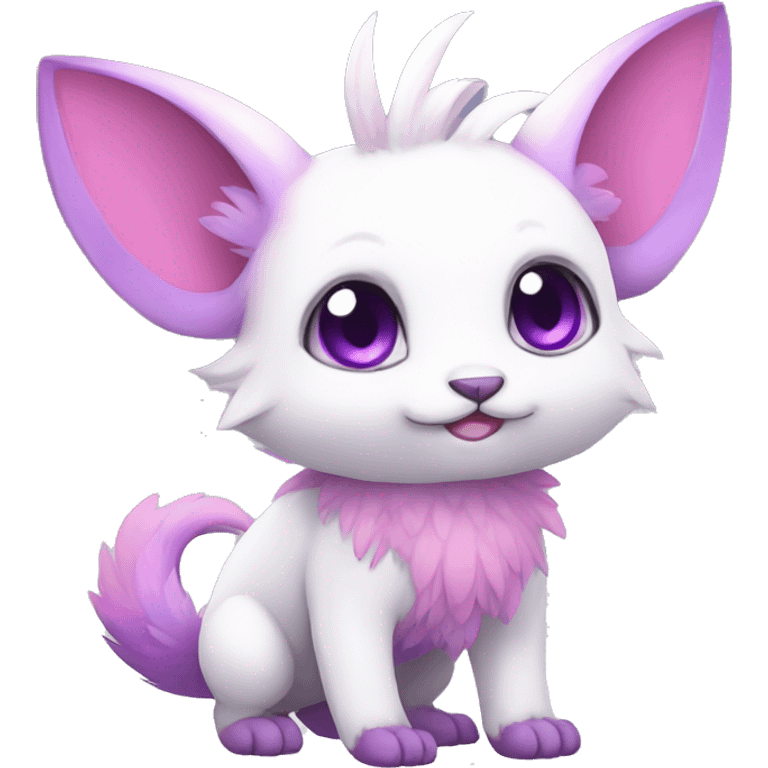 Cute cool white purple pink animal hybrid Fakemon full body emoji