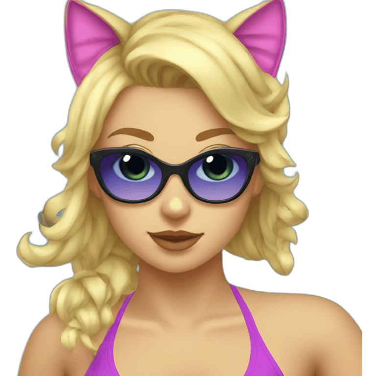 hot catgirl blonde swim suit emoji