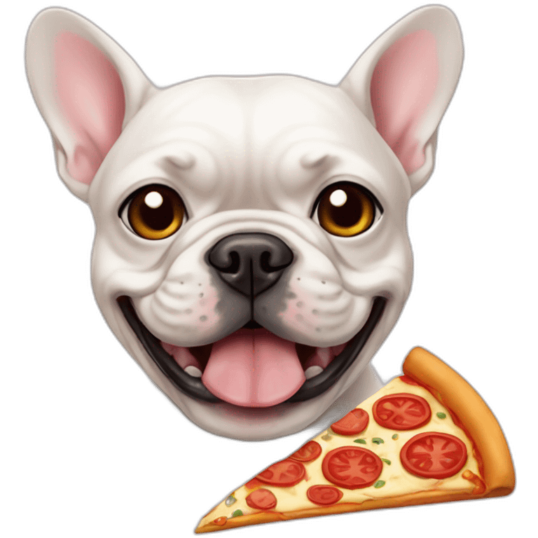 white FRENCH BULLDOG-eating pizza emoji