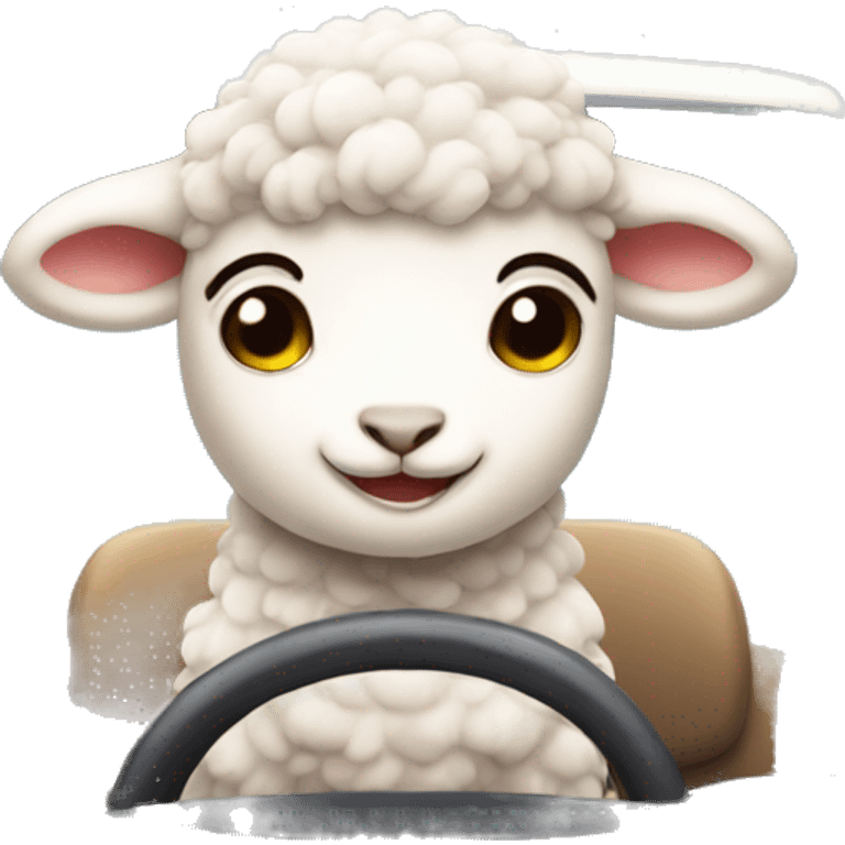 cute lamb driving a car  emoji