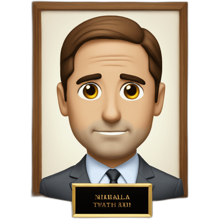 Michael Scott with plaque written NATHALIA emoji