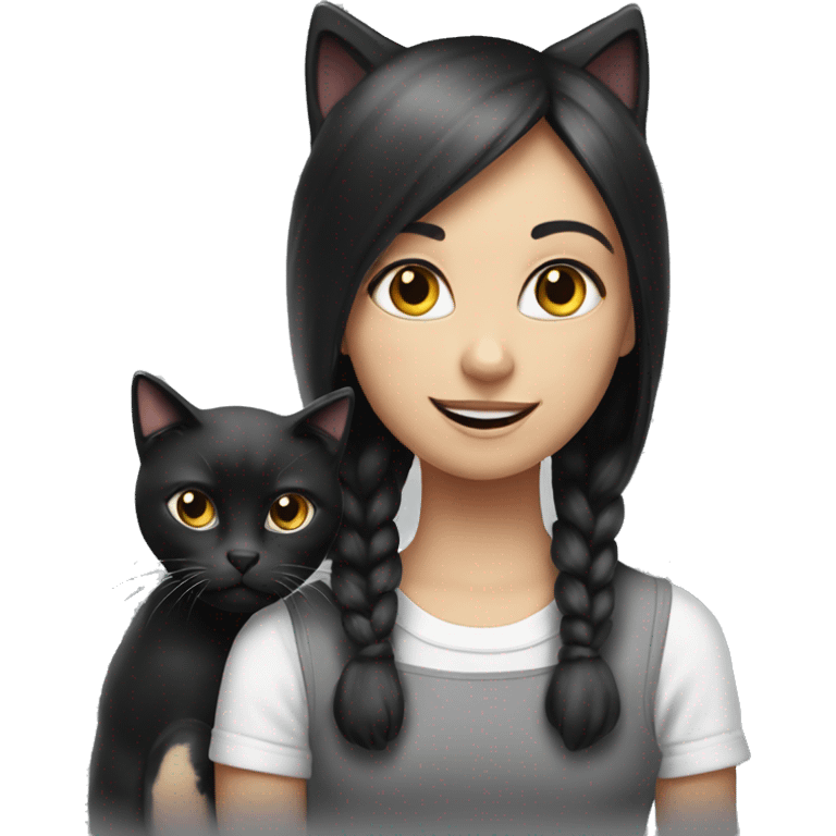 Black and white cat with a girl emoji