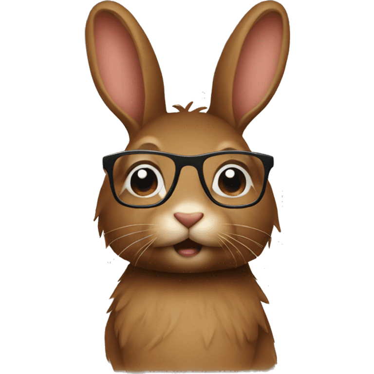  brown bunny with hair and glasses  emoji