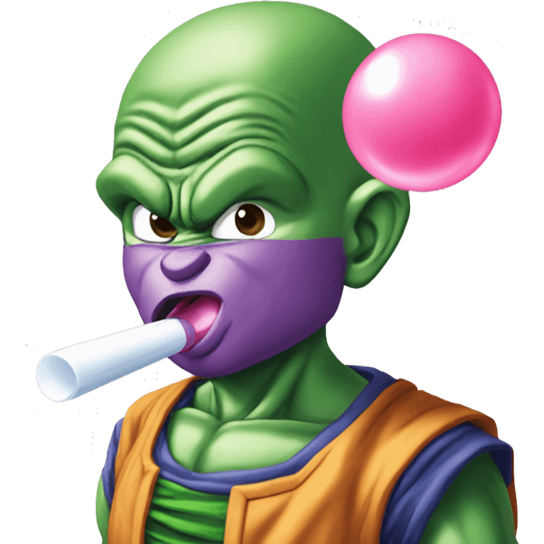 piccolo from dragon ball z blowing bubblegum emoji