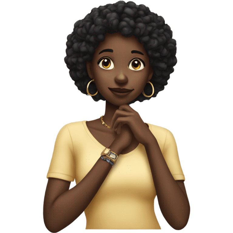 black girl with noes ring emoji