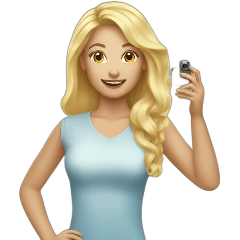 Blonde woman taking a selfie emoji