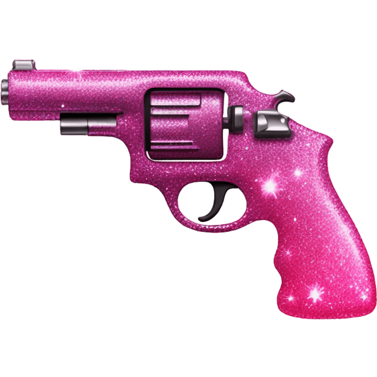 Pink ombre gun in purse with glitter emoji