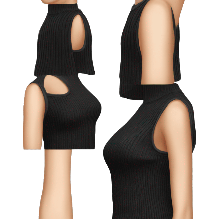 chic black ribbed tank top hyperrealistic soft textures no background emoji