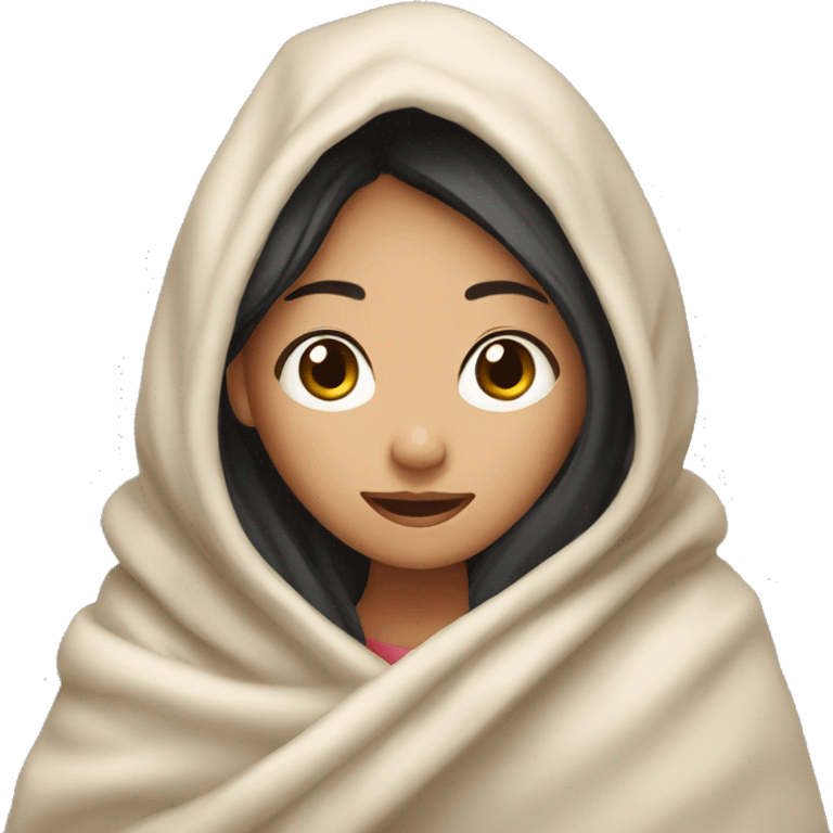 asian girl with blanket emoji