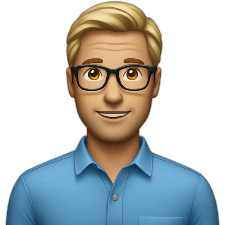 man in blue shirt with glasses emoji