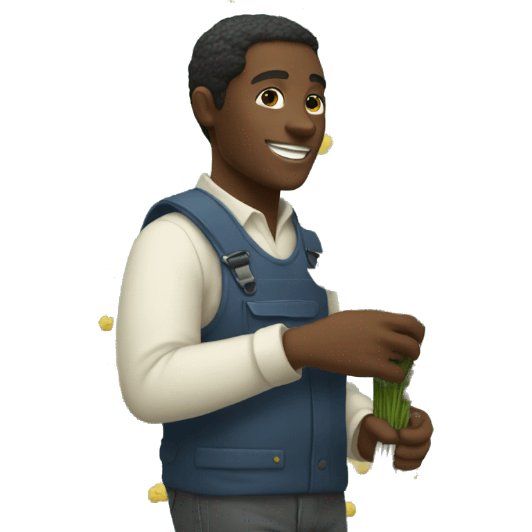 black man picking withe flowers  emoji