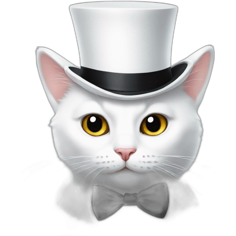 white cat with a top hat emoji