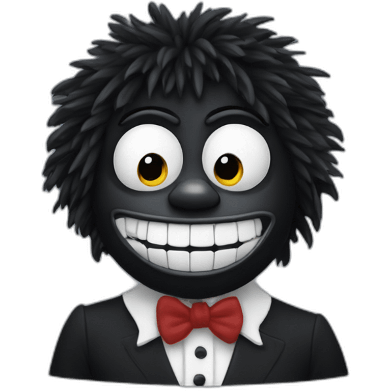 Gollywog gaping from behind emoji