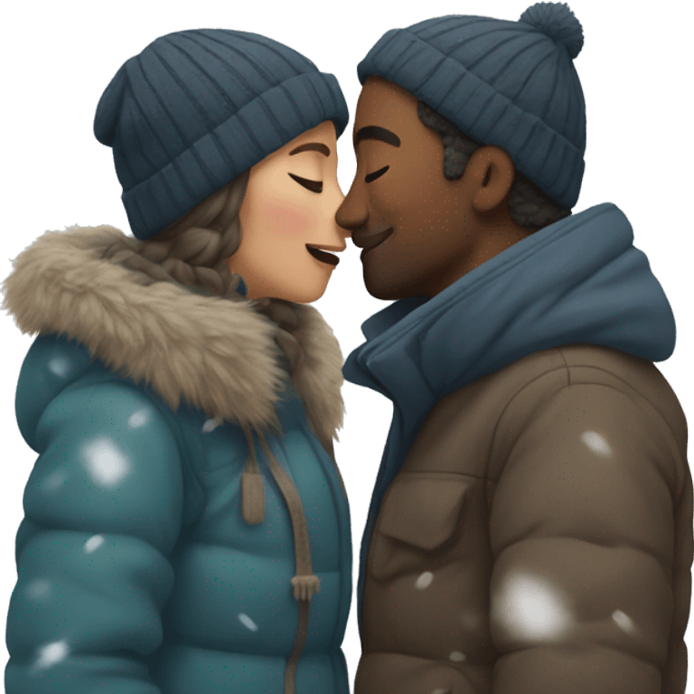 Two people kissing in the snow emoji