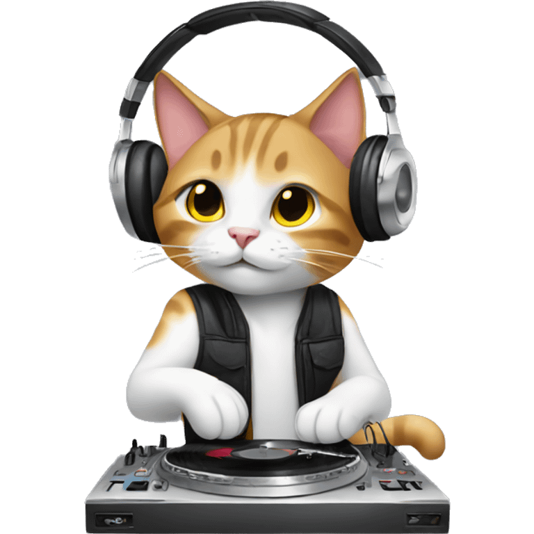 Cat being a DJ emoji