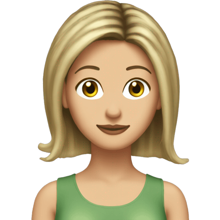 Rachel Green friends with hair highlights and light green eyes emoji