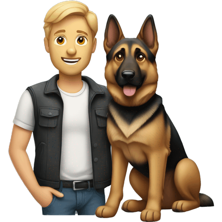 Man with German shepherd  emoji