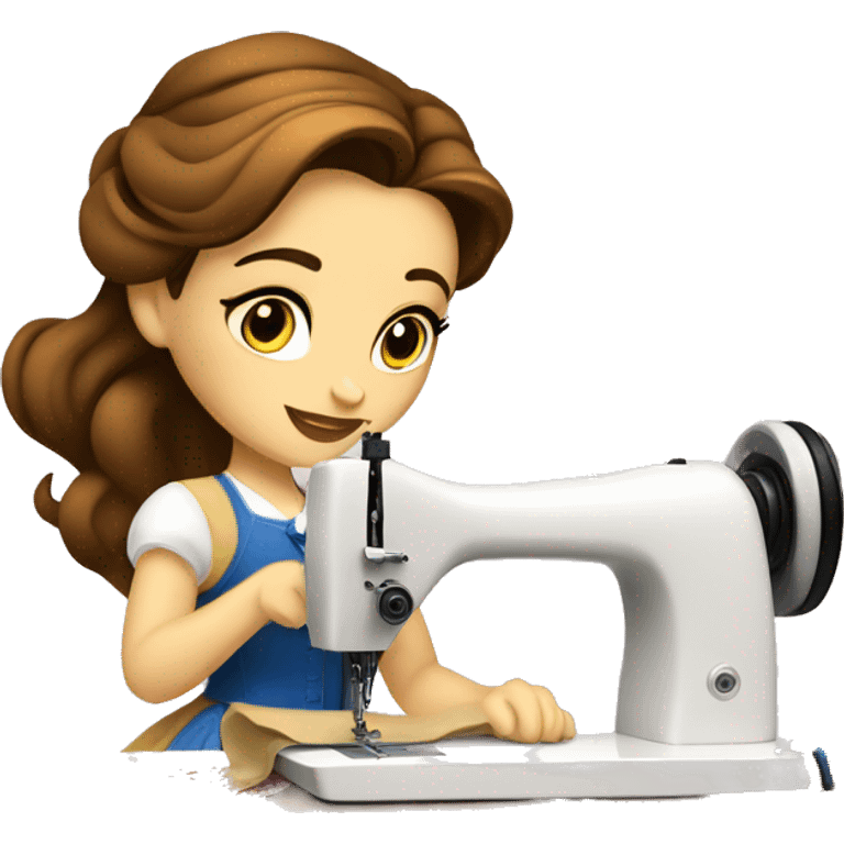 White Belle from beauty and beast sewing with sewing machine emoji