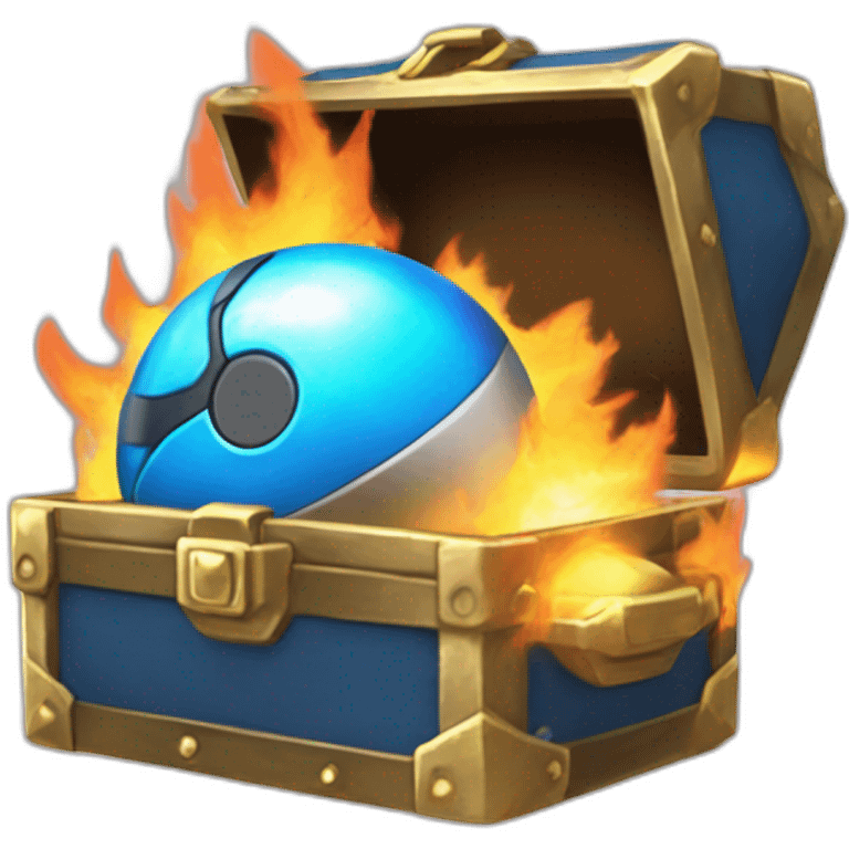 Pokemon Game LootCase Color Blue Fire Flame Rich Treasure Legendary Epic Pokeballs and Pokemons Inside this have Shiny Glow emoji