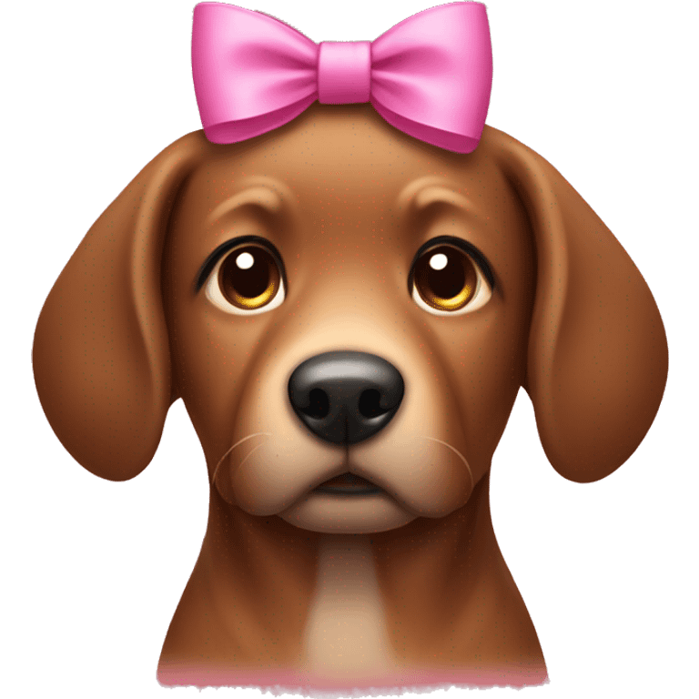 a brown dog with a pink bow emoji