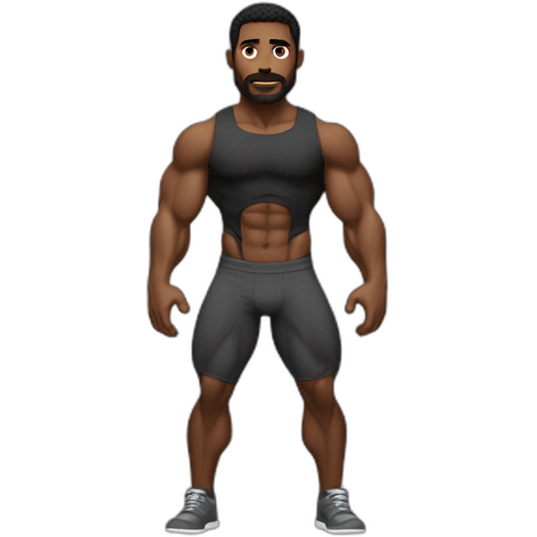 Bodybuilder pelo negro sin barba sin bigote cuerpo entero emoji