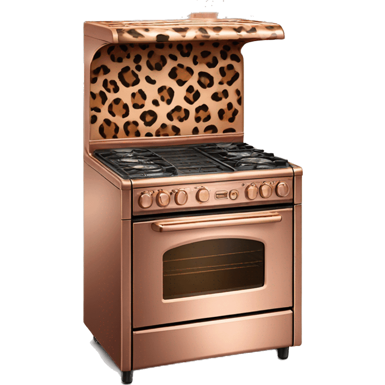 Realistic rose gold stove oven decorated in leopard print pattern. emoji