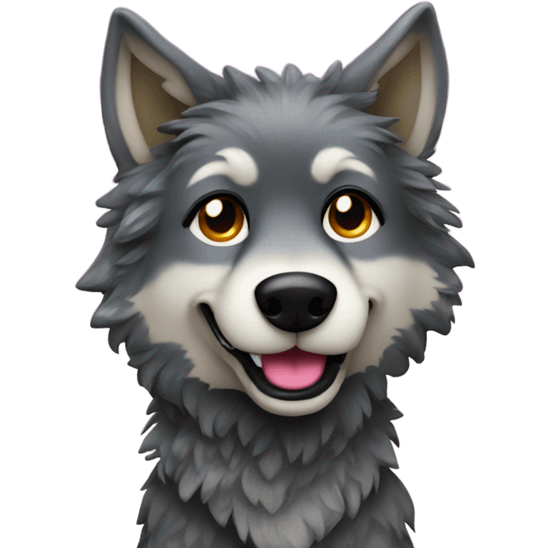 Wolf dog with black and rainbow glitter fur emoji