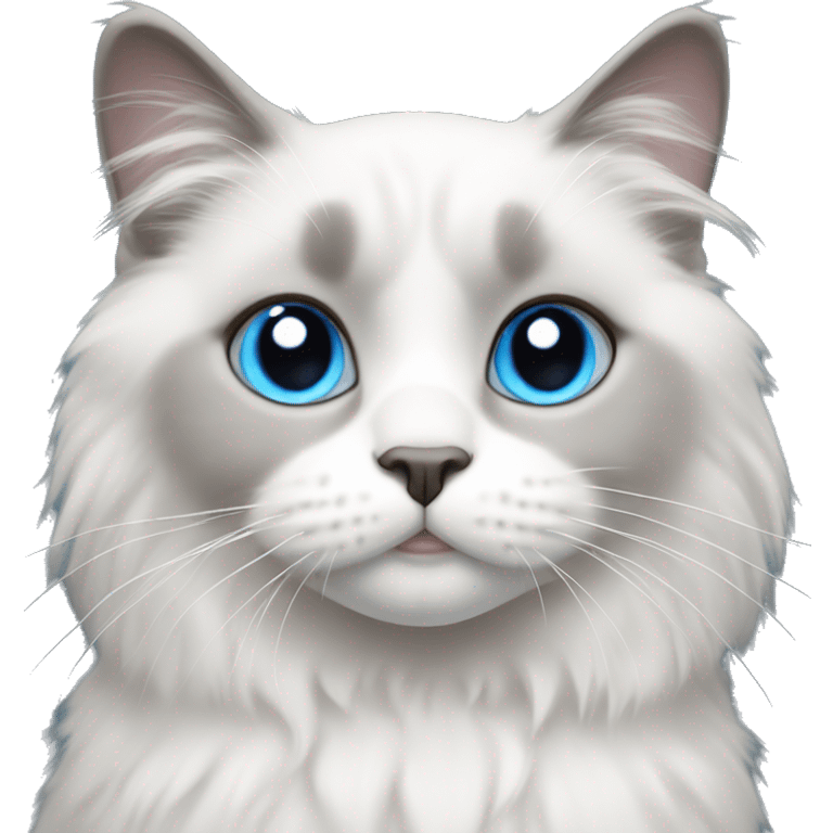 Grey full face & white ragdoll cat blue eyes emoji