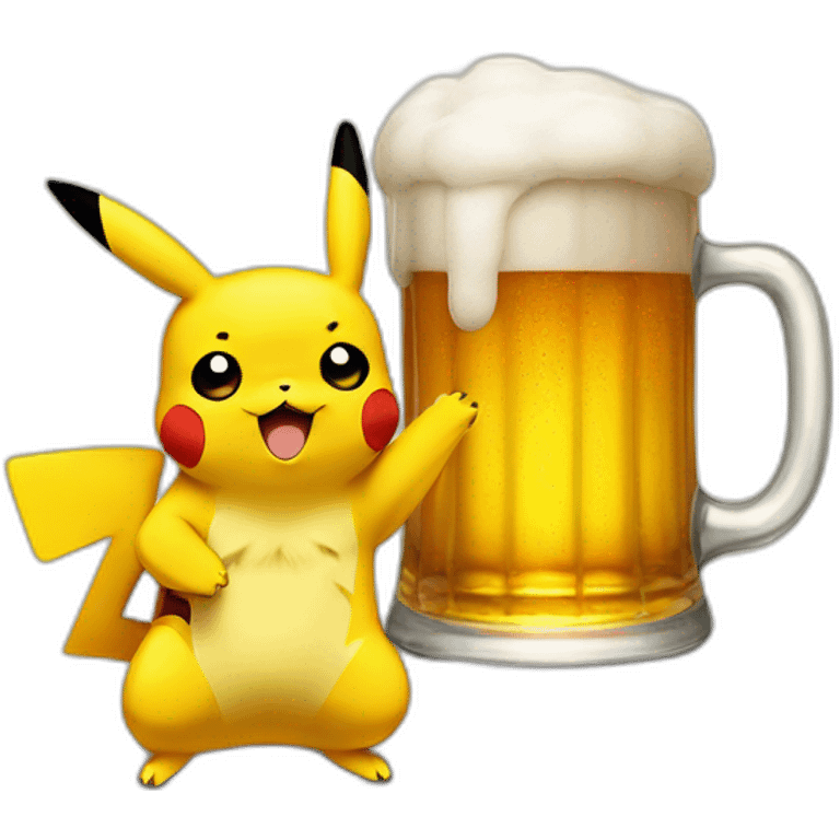 pikachu with a beer emoji