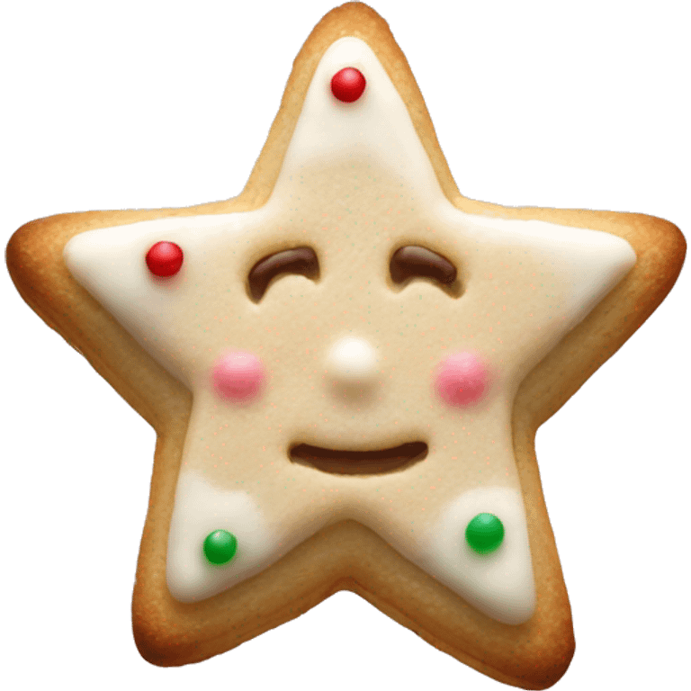 Single Christmas Cookie star shaped sugar glazed  emoji