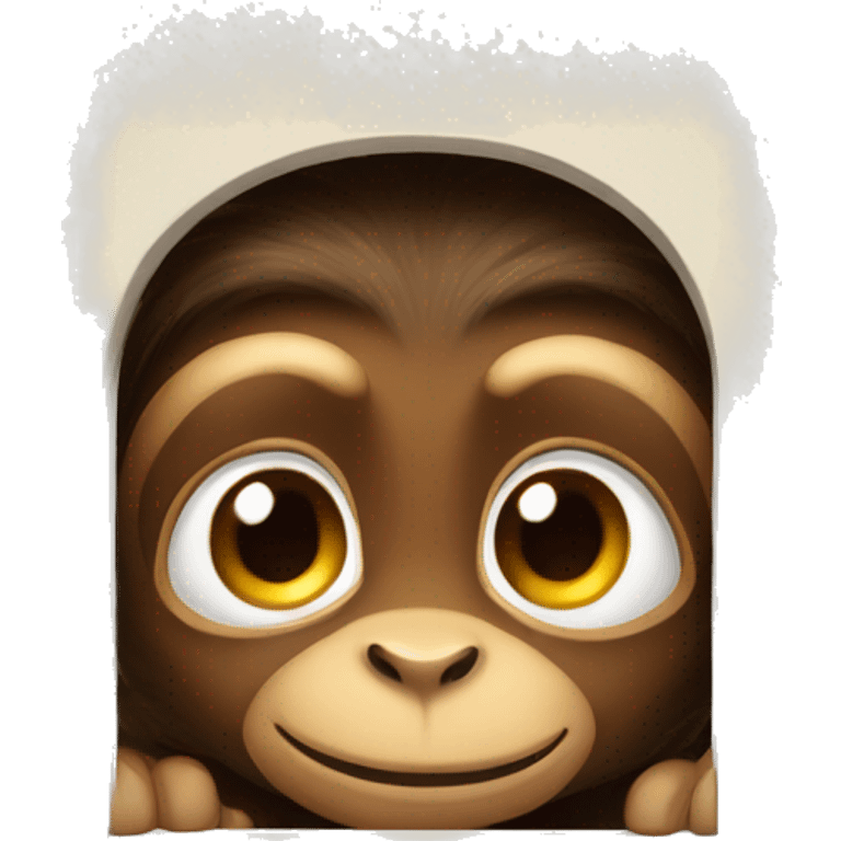 A cute monkey peeping inside a room emoji