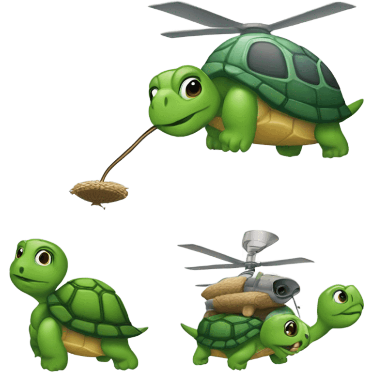 turtle eating a helicopter then pooping it out of a straw emoji