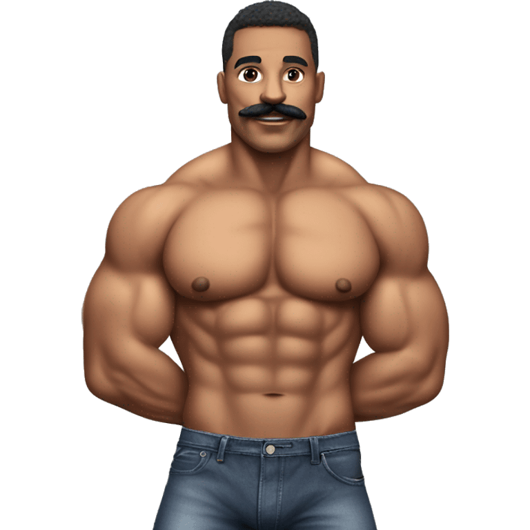 gay bodybuilder with mustache in jockstrap realistic emoji