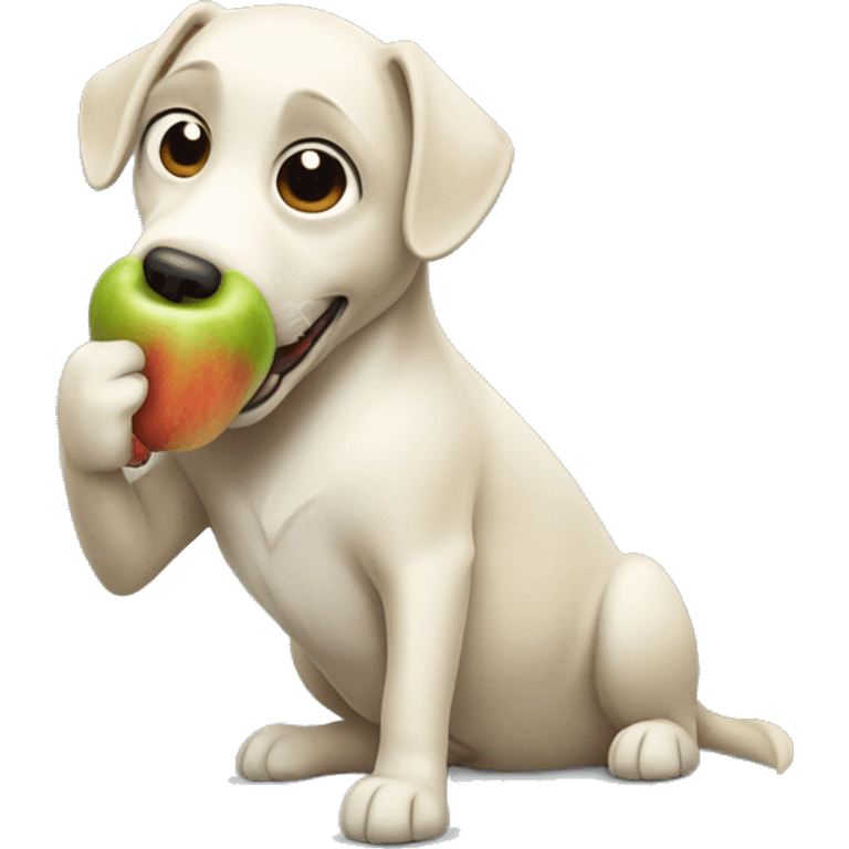 Un perro comiendo manzana emoji