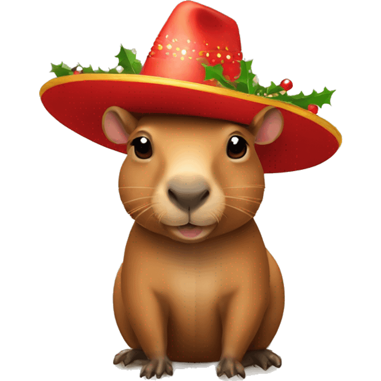 Capibara con sombrero de navidad emoji