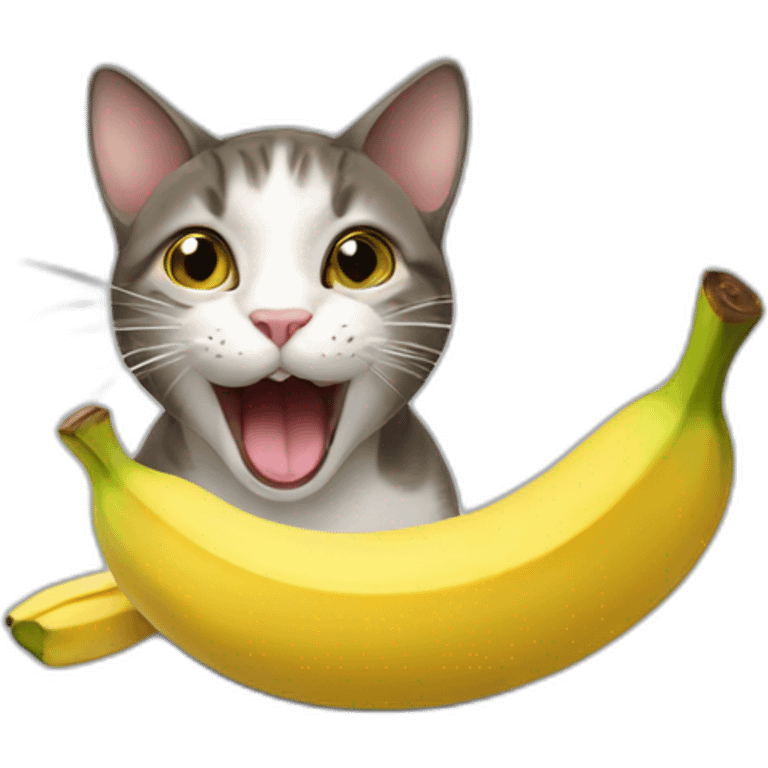 Cat eating banana emoji