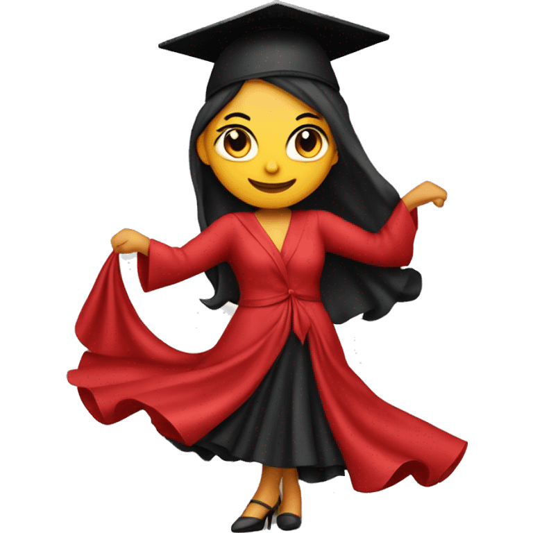 One Flamenco dancer with a red dress and a graduation cap emoji