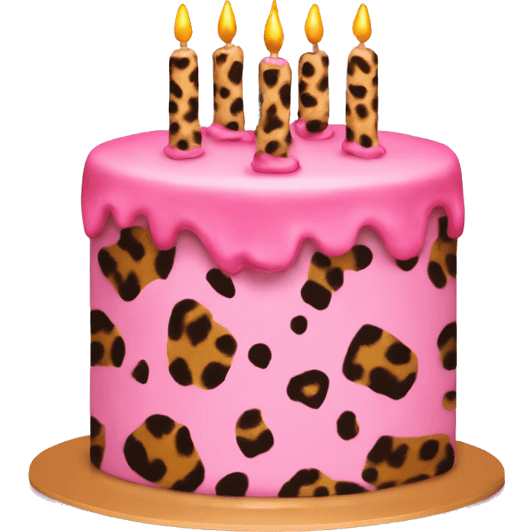 Pink Birthday cake with Leopard Print  emoji