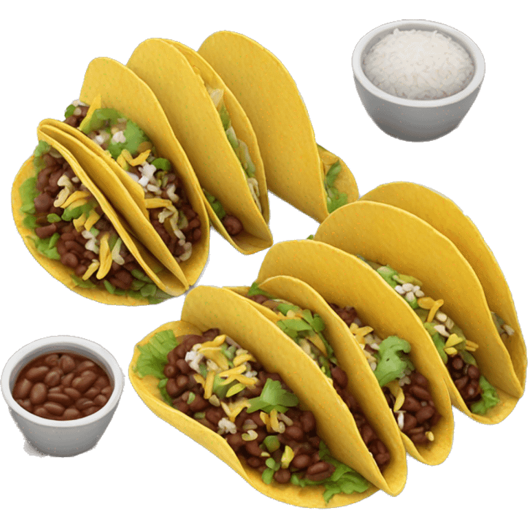 Realistic plate of tacos with rice and beans emoji