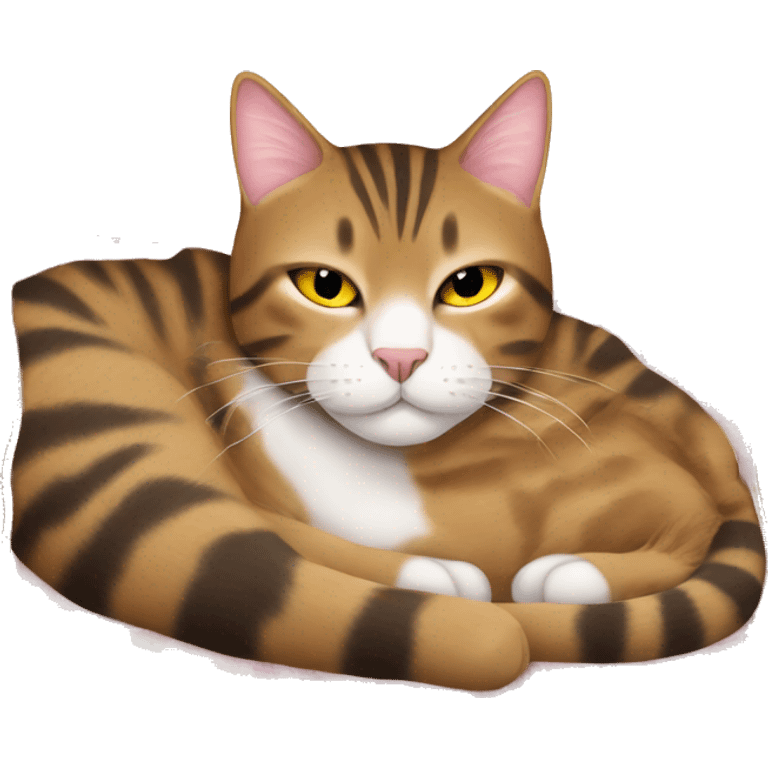 Great tabby cat sleeping on a blanket emoji