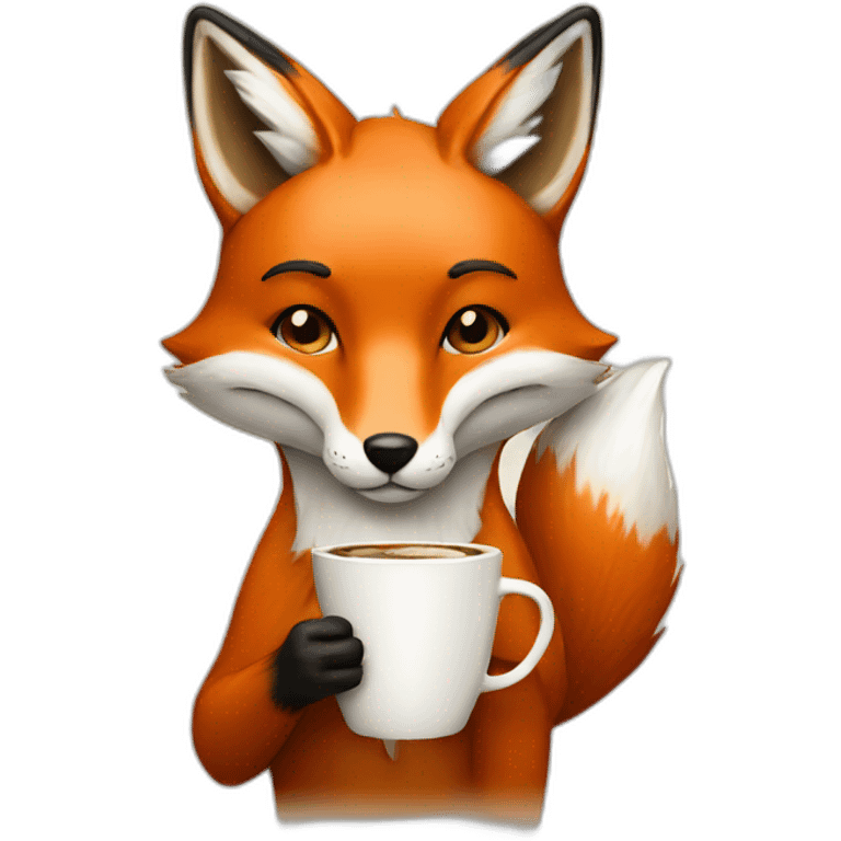 fox drinking a coffee emoji